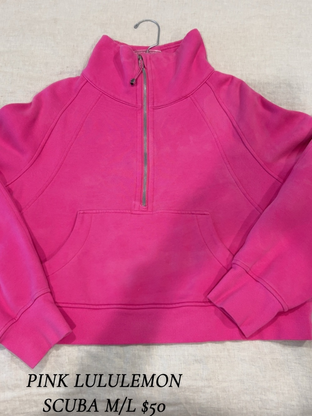 lululemon Hot Pink Half-Zip Scuba Sweatshirt